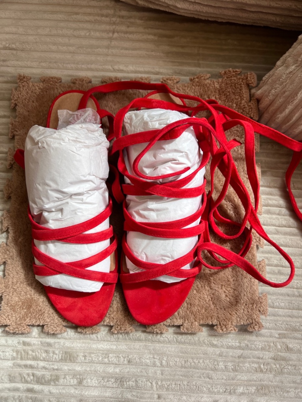 Madewell Red Lace-Up Women’s Sandals